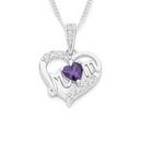 Silver-Violet-CZ-Mum-Heart-Pendant Sale