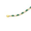 9ct-Gold-Natural-Emerald-Diamond-Oval-Cut-Kiss-Bracelet Sale