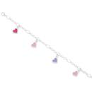 Silver-17cm-Pink-Lavender-Enamel-Heart-Charm-Bracelet Sale
