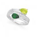 Silver-Pear-Light-Dark-Green-CZ-Ring Sale