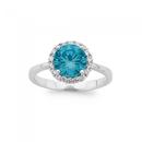 Silver-Round-Blue-Cubic-Zirconia-Cluster-Ring Sale