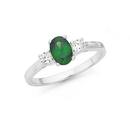 Silver-Oval-Green-CZ-With-Side-CZ-Ring Sale