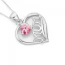 Silver-Pink-CZ-Heart-Mum-Pendant Sale