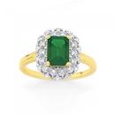 9ct-Gold-Created-Emerald-Diamond-Emerald-Cut-Ring Sale