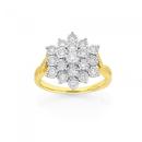 9ct-Gold-Diamond-Large-Flower-Dress-Ring Sale