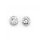 Silver-8mm-CZ-Round-Bezel-Stud-Earrings Sale