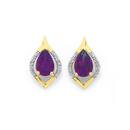 9ct-Gold-Amethyst-Diamond-Pear-Cut-Teardrop-Stud-Earrings Sale