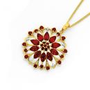 9ct-Gold-Created-Ruby-Diamond-Flower-Pendant Sale