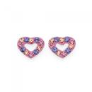 Silver-Pink-Purple-Crystal-Heart-Stud-Earrings Sale