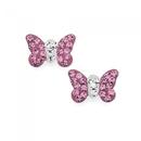Silver-Pink-Crystal-Butterfly-Earrings Sale