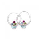 Silver-Enamel-Crystal-Cupcake-Stud-Earrings Sale