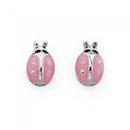 Silver-Pink-Enamel-Ladybird-Earrings Sale
