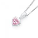 Sterling-Silver-Pink-Cubic-Zirconia-Heart-Pendant Sale