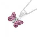 Sterling-Silver-Pink-Crystal-Butterfly-Pendant Sale