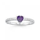 Silver-Tween-Violet-CZ-Heart-Ring Sale