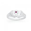 Sterling-Silver-Double-Heart-Red-Cubic-Zirconia-Signet-Ring-Size-G Sale