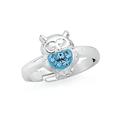Silver-Blue-Crystal-Owl-Adjustable-Ring Sale