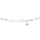 Silver-165cm-Solid-Figaro-31-Heart-Charm-ID-Bracelet Sale