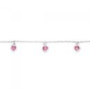 Sterling-Silver-17cm-Belcher-Pink-Crystal-Heart-Charms-Bracelet Sale