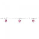 Silver-17cm-Pink-Crystal-Heart-Charm-Bracelet Sale
