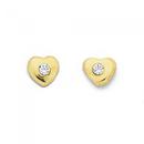 9ct-Gold-Cubic-Zirconia-Childrens-Heart-Stud-Earrings Sale