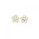 9ct-Gold-Cubic-Zirconia-Flower-Stud-Earrings Sale