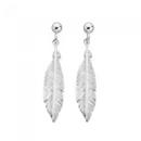 Silver-Feather-Stud-Drop-Earrings Sale
