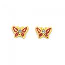 9ct-Gold-Enamel-Cubic-Zirconia-Butterfly-Stud-Earrings Sale