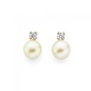 9ct-Gold-Cultured-Freshwater-Pearl-Cubic-Zirconia-Earrings Sale