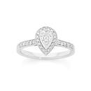 18ct-White-Gold-Pear-Cut-Diamond-Ring-Framed-with-Shoulder-Stones Sale