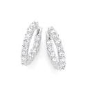 Silver-CZ-Fancy-Hoop-Earrings Sale