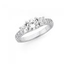 Silver-Fancy-CZ-Trilogy-Ring-Size-O Sale