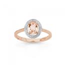 9ct-Rose-Gold-Morganite-Diamond-Halo-Ring Sale