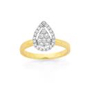 9ct-Gold-Diamond-Pear-Shape-Cluster-Ring Sale