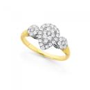 9ct-Gold-Diamond-Cluster-Trilogy-Ring Sale