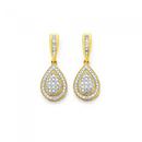 9ct-Gold-Diamond-Cluster-Pear-Shape-Drop-Earrings Sale