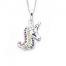 Silver-Multi-Coloured-CZ-Unicorn-Head-Pendant Sale