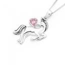 Silver-Pink-CZ-Flying-Unicorn-Pendant Sale