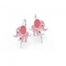 Silver-Pink-Enamel-Elephant-Hook-Earrings Sale