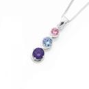 Silver-PinkLavenderViolet-Round-CZ-Pendant Sale