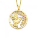 9ct-Yellow-Rose-Gold-25mm-Hummingbird-Pendant Sale