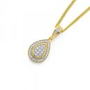 9ct-Gold-Diamond-Cluster-Pear-Shape-Pendant Sale