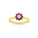 9ct-Gold-Natural-Ruby-Diamond-Petite-Flower-Ring Sale