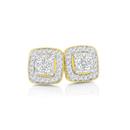 9ct-Gold-Diamond-Cushion-Shape-Cluster-Studs-Earrings Sale