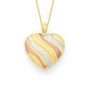 9ct-Gold-Tri-Tone-Puff-Heart-Pendant Sale