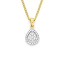 9ct-Gold-Diamond-Cluster-Pear-Drop-Pendant Sale