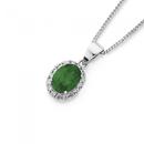 Silver-Oval-Dark-Green-Cubic-Zirconia-Cluster-Pendant Sale