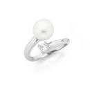 Silver-Syn-Pearl-CZ-Crossover-Ring-SZ-P Sale