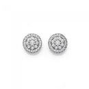 Silver-Round-Cluster-CZ-Earrings Sale