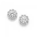 Silver-CZ-Flower-Cluster-Earrings Sale